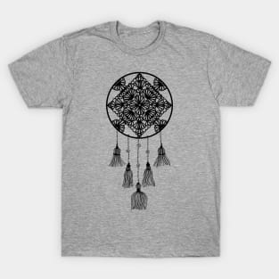 Black dreamcatcher over cream T-Shirt